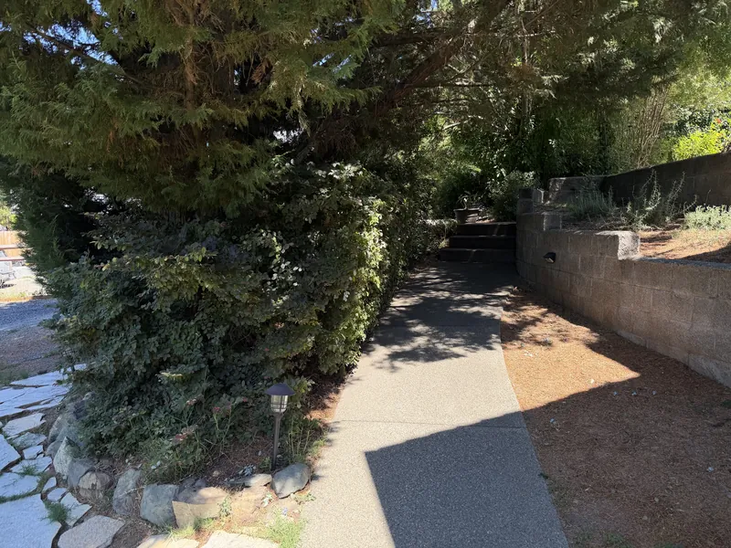 The same walkway clear and open after Peak Landscaping trimmed the shrubs back and hauled off the clippings, Southern Oregon
