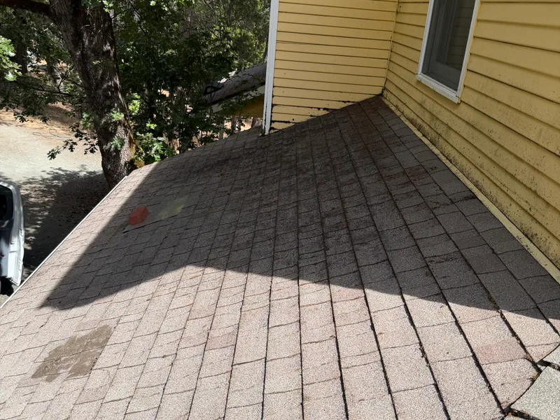 The same roof plane cleared of leaf debris after a Peak roof cleanup in Southern Oregon